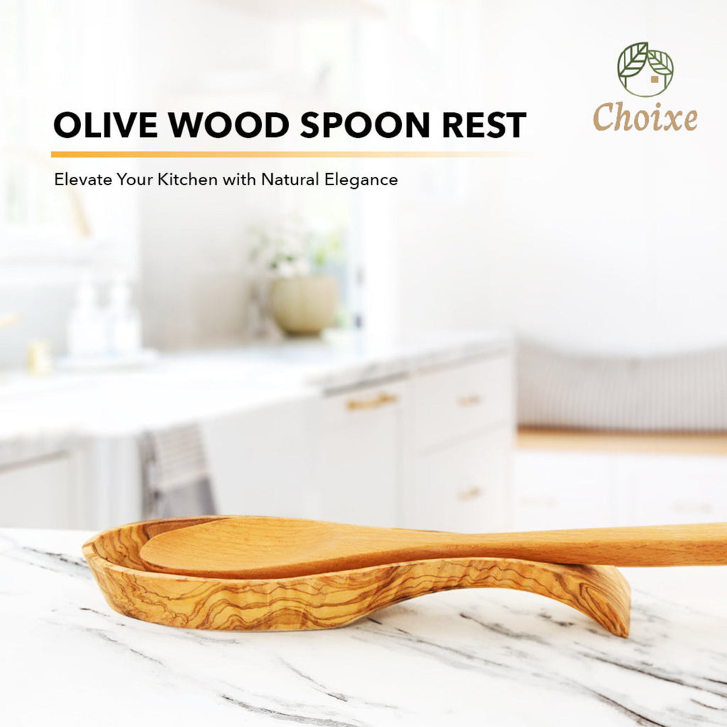 Olive Wood Spoon Rest for Stovetop
