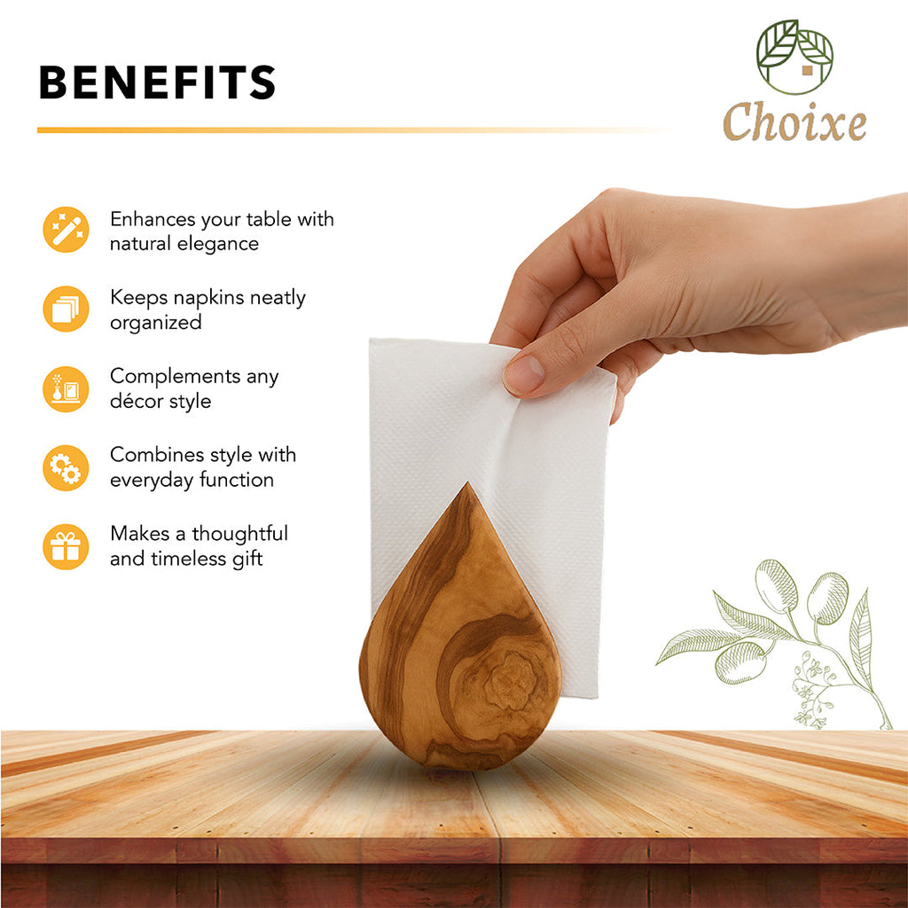 Olive Wood Napkin Holder for Table