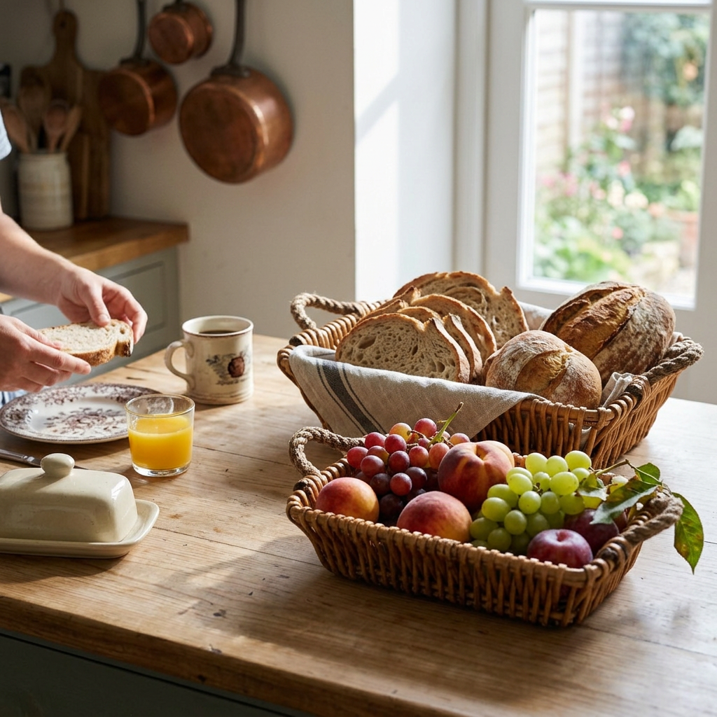 Woven Willow Bread and Fruit Baskets