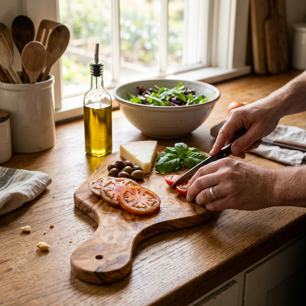 Small Olive Wood Cutting Board with Handle